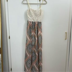 Charlotte Russe Crochet Top Boho Maxi Dress